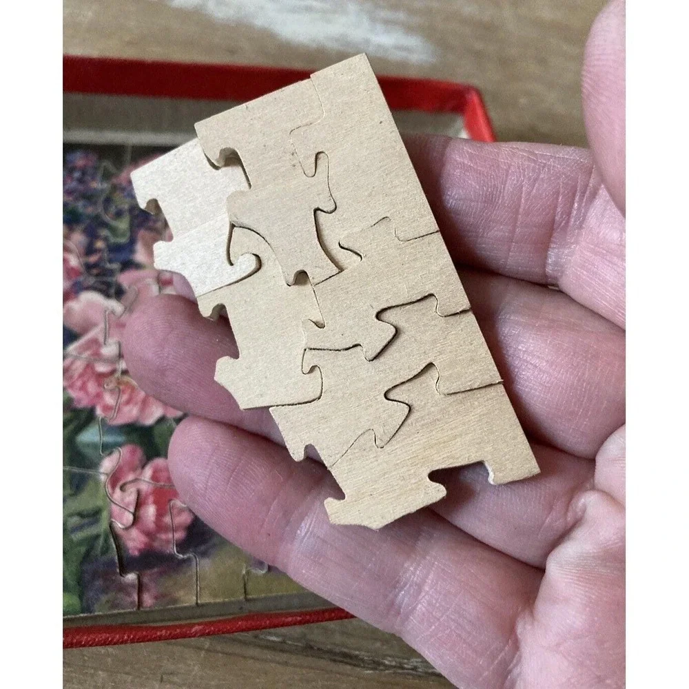 Vintage Best O Luck wood jigsaw puzzle Peonies floral 4
